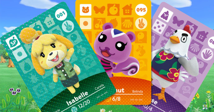Trois cartes Amiibo utilisables dans les jeux récents Animal Crossing