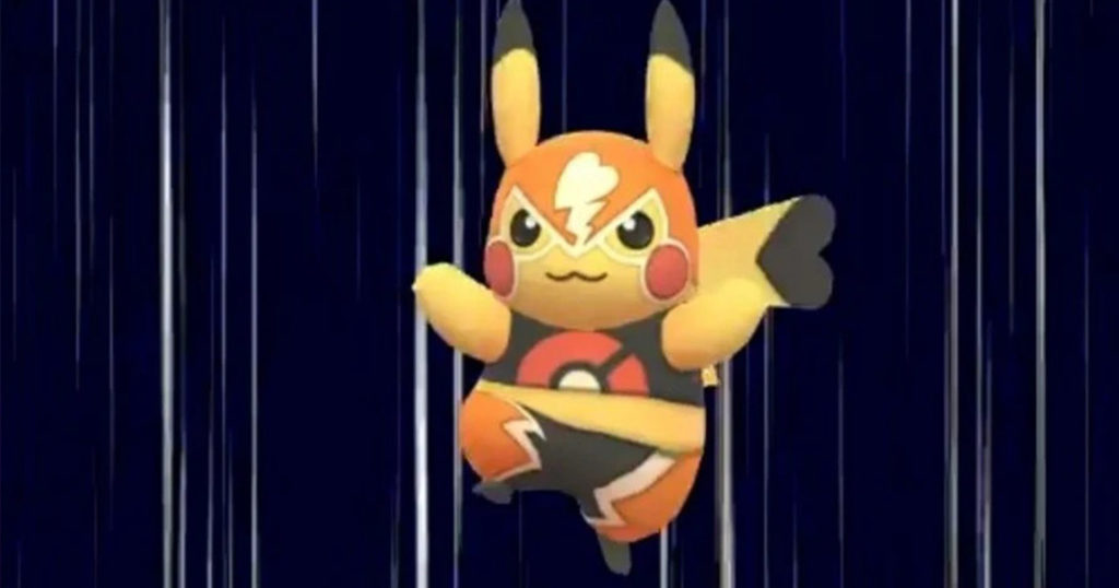 Le Pikachu catcheur, l'un des Pokémon exclusifs à obtenir la dans Ligue Combat GO