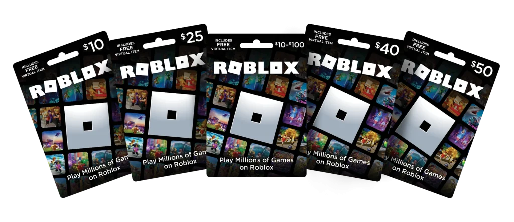 Les différentes cartes cadeaux Roblox disponibles en magasin
