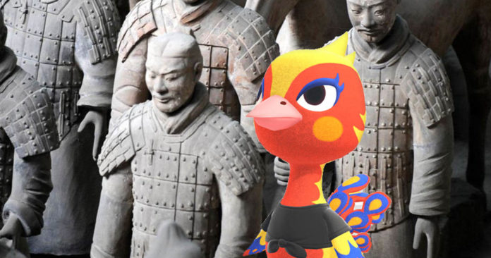 La statue guerrière s'invite dans le monde de Animal Crossing New Horizons