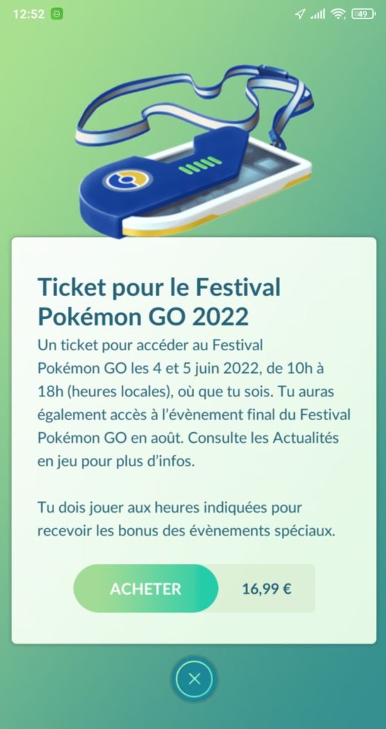 Achetez votre ticket pour le Pokémon GO Fest dans la boutique du jeu