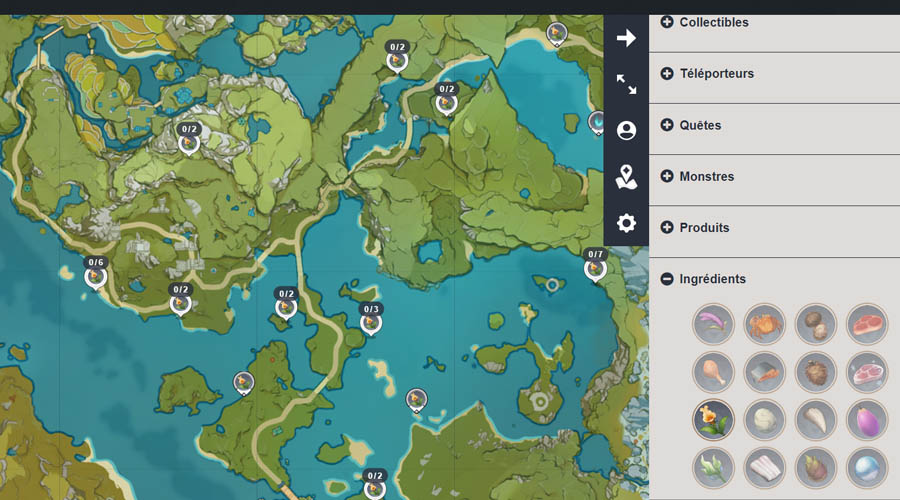 La carte interactive de Genshin Impact FR