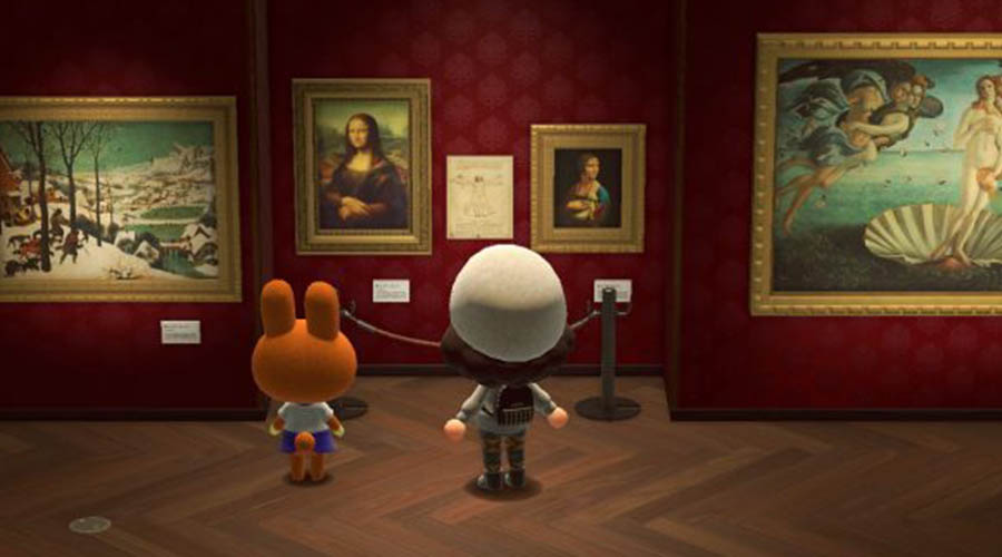 La toile royale aux cotés des autres oeuvres de De Vinci dans Animal Crossing New Horizons