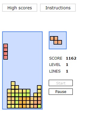 L'écran de jeu de Tetris Playbie à l'échelle