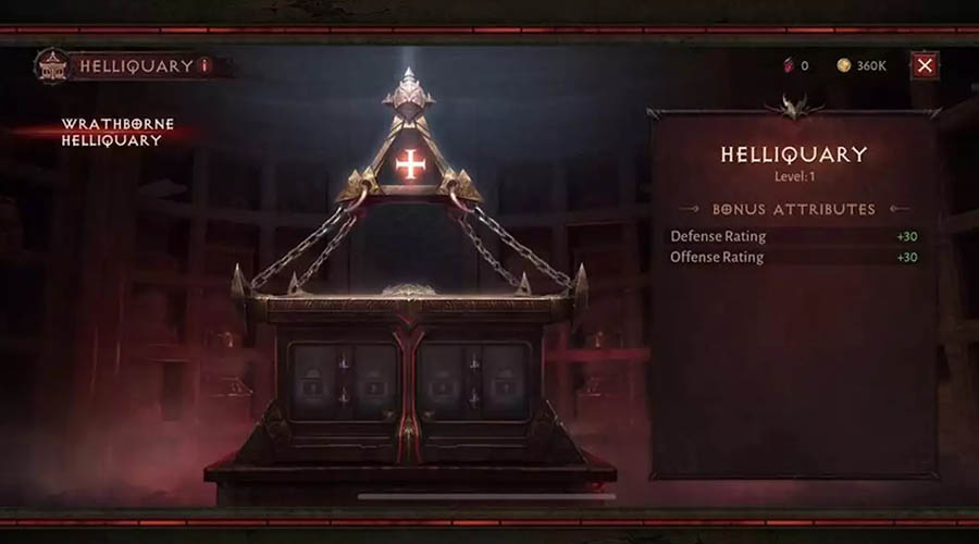 L'interface du Reliquaire Infernal dans Diablo Immortal