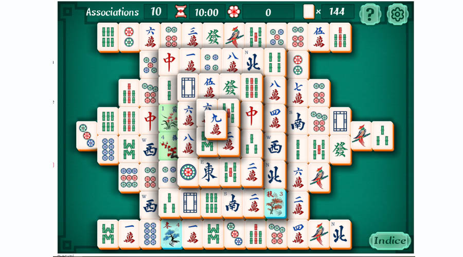 Le jeu de Mahjong Solitaire proposé sur le site du Monde