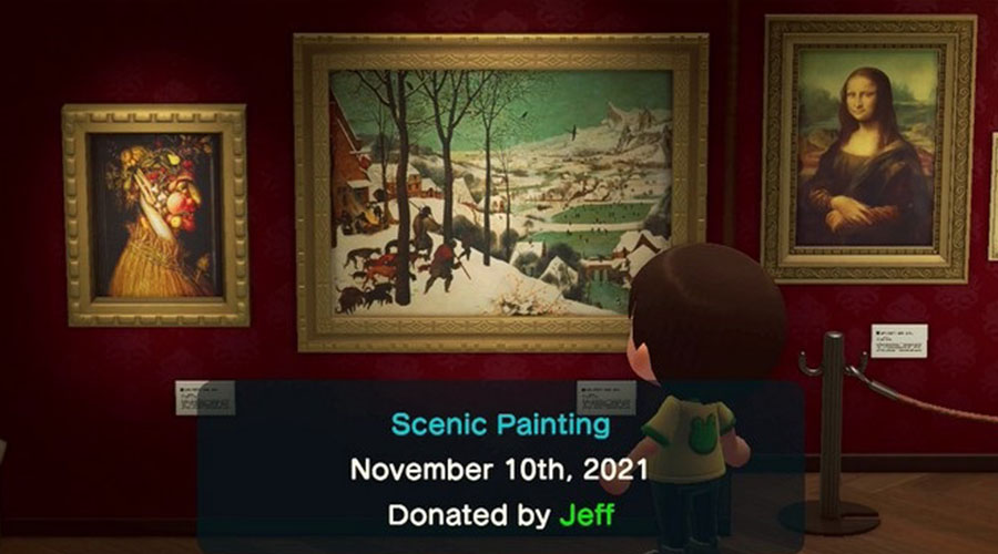 La toile hivernale dans le musée d'Animal Crossing new Horizons