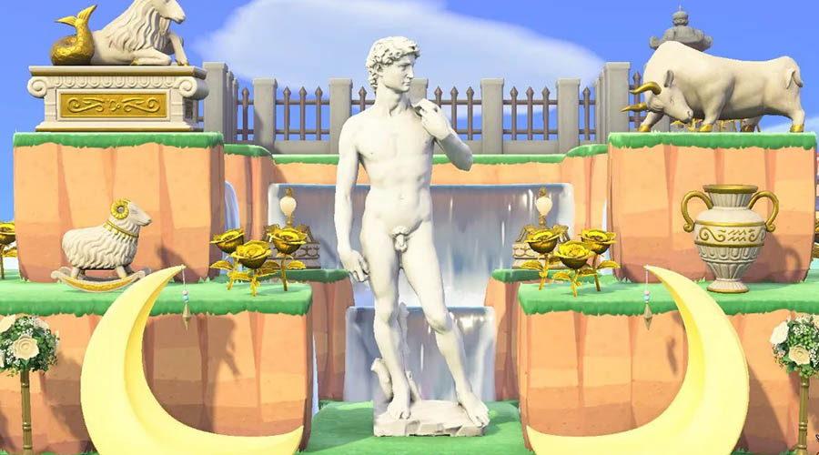 La statue majestueuse utilisée en décoration extérieure dans Animal Crossing New Horizons