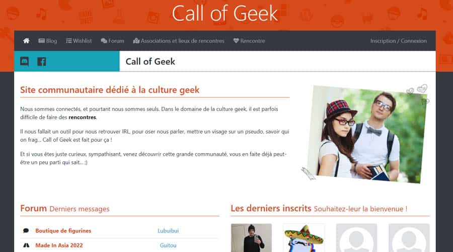 Page d'accueil de Call of Geek