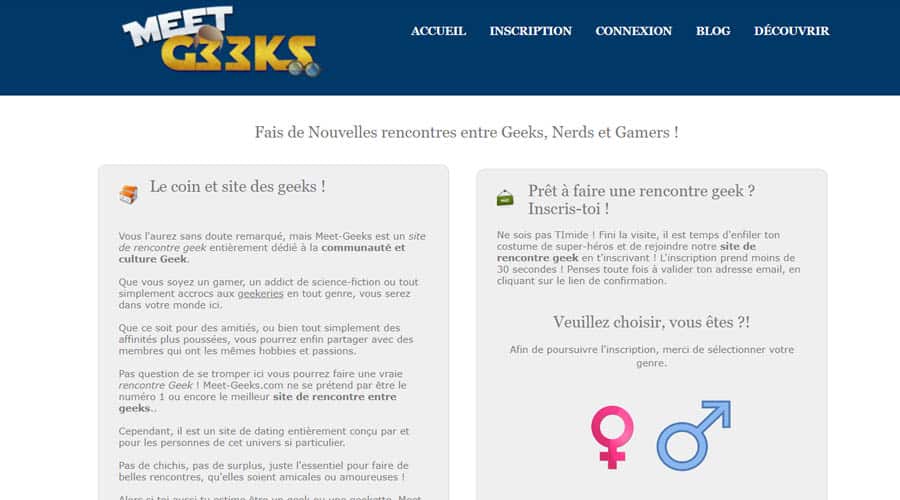 Page d'accueil de Meet Geeks