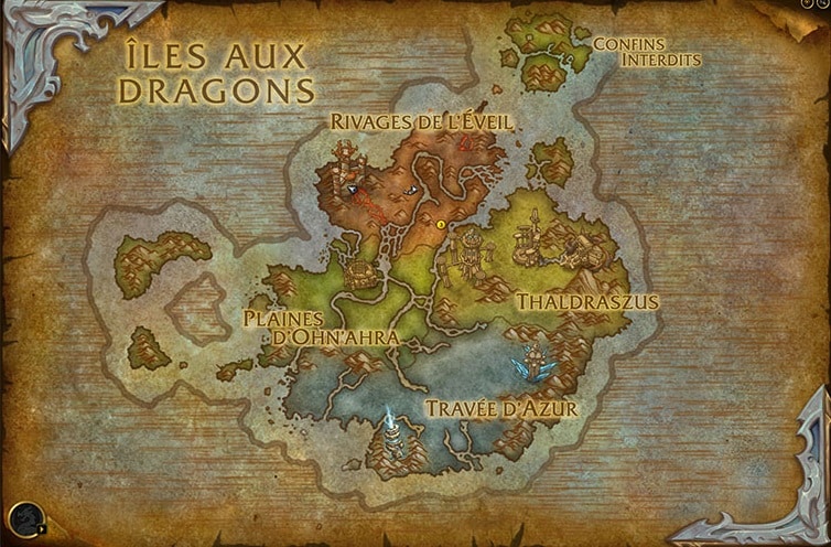 La carte des Îles aux Dragons de Dragonflight