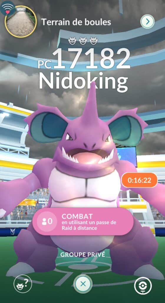 Un raid 3 étoiles Nidoking dans Pokémon GO