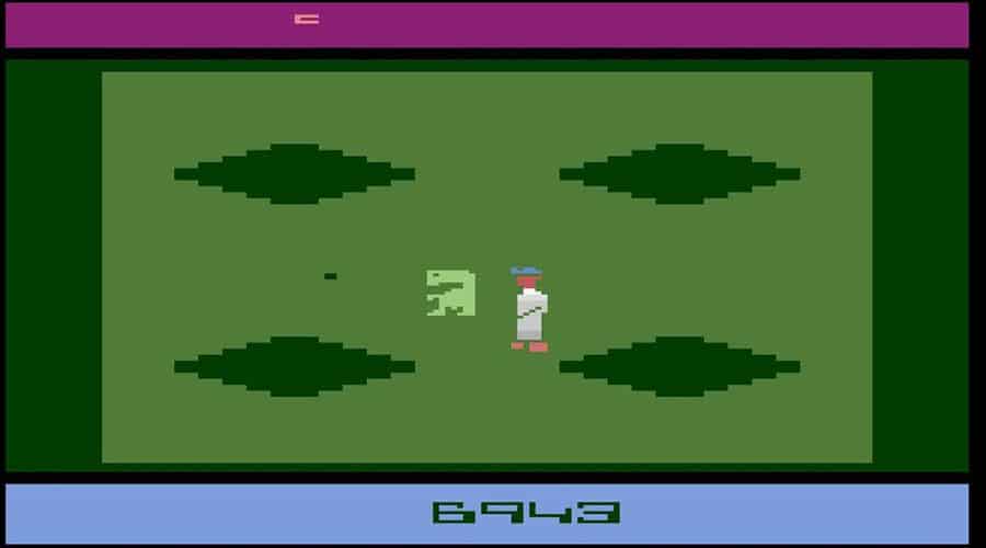 L'un des écrans de jeu d'E.T sur Atari 2600