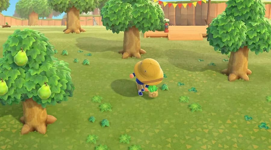 Ramasser les mauvaises herbes dans Animal Crossing New Horizons