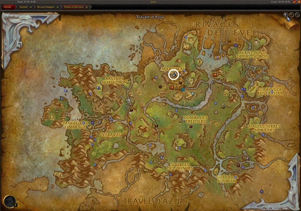 L'emplacement de l'intendant Huseng dans World of Warcraft