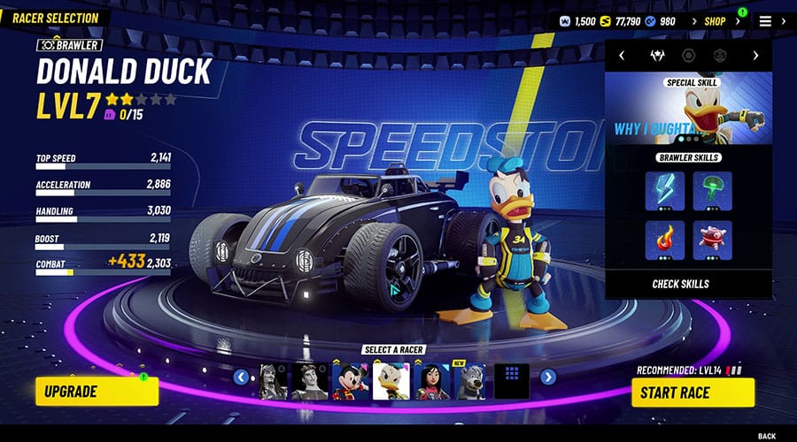 Donald, l'un des pilotes disponibles dans Disney Speedstorm