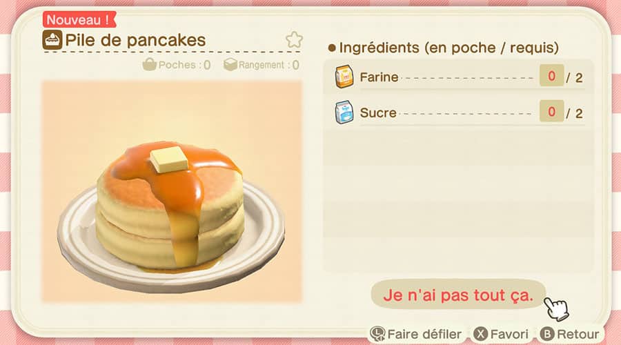 Une recette simple de pancakes dans Animal Crossing New Horizons