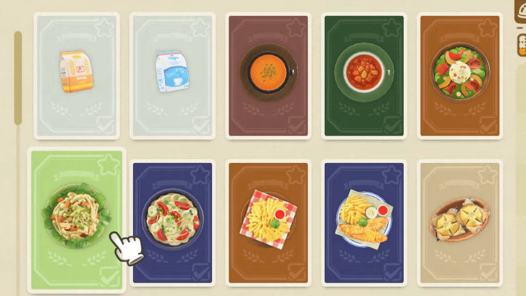 Quelques unes des recettes disponibles dans Animal Crossing New Horizons