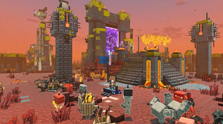 L'un des portails dont jaillissent les Piglins dans Minecraft Legends