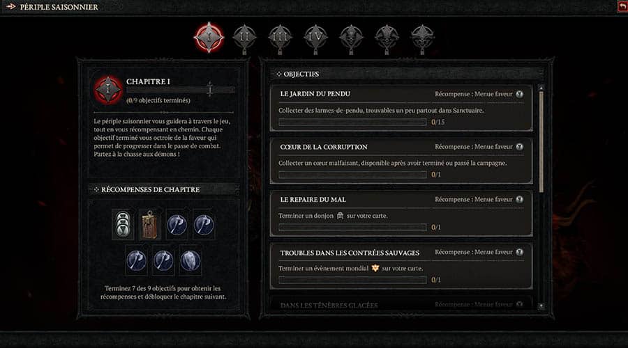 Les objectifs du Périple saisonnier de Diablo IV
