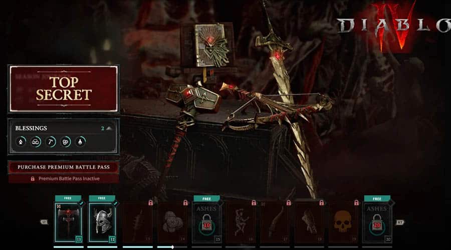 La barre de progression du passe de combat dans Diablo IV