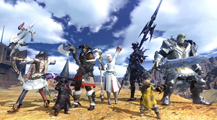 Plusieurs personnages avec des jobs différents dans Final Fantasy XIV
