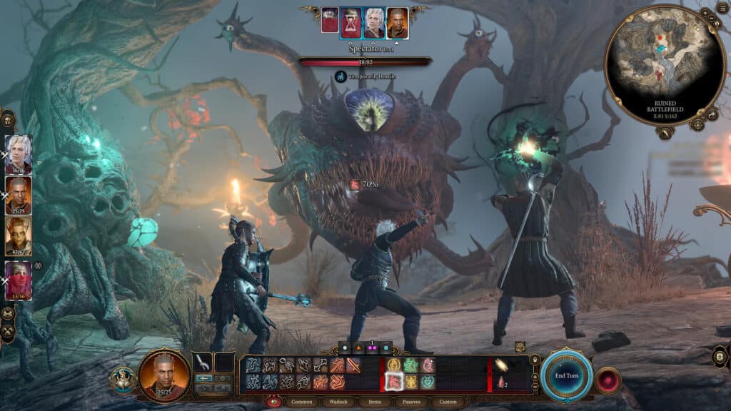 L'écran de combat de Baldur's Gate 3 en mode tour par tour