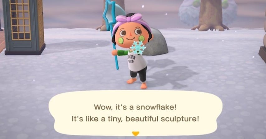 Les flocons à attraper en hiver dans Animal Crossing New Horizons