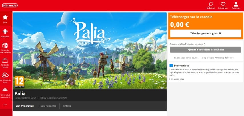 Téléchargez gratuitement Palia sur Nintendo Switch