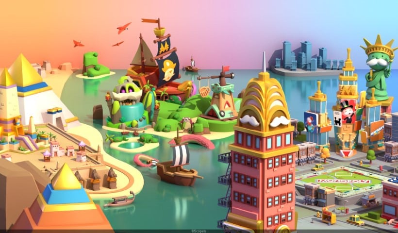 En une partie de Monopoly GO, explorez des villes célèbres et des lieux fictifs